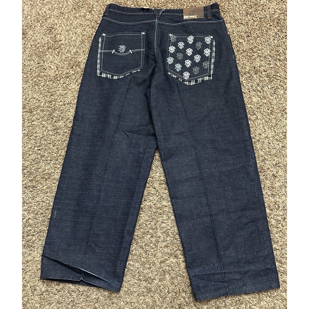 Vintage Y2K Southpole Jeans Embroidered Baggy Grunge Wide Leg Size 42x32